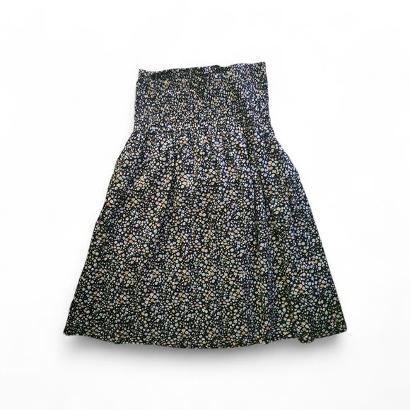 Rails Selena Black Mini Floral Midi Skirt L Lined Pull On Elastic Waist Gathered - Picture 4 of 10